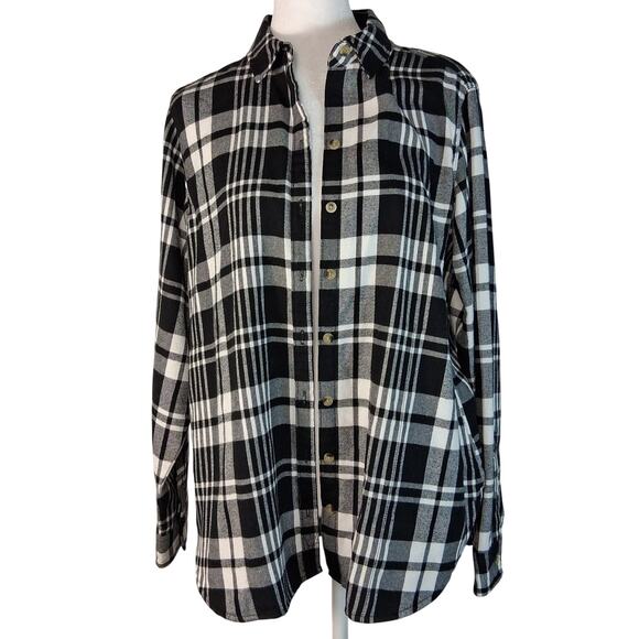 Jachs Girlfriend Black and White Plaid Button Up Grunge Goth Longsleeve Shirte - Picture 1 of 16